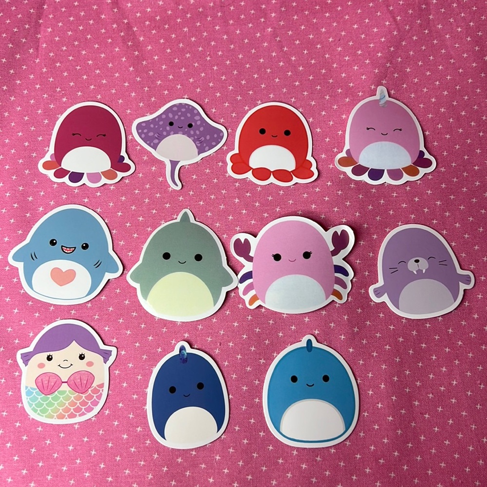 Squishmallow Stickers Sea Life Bundle 11 stickers